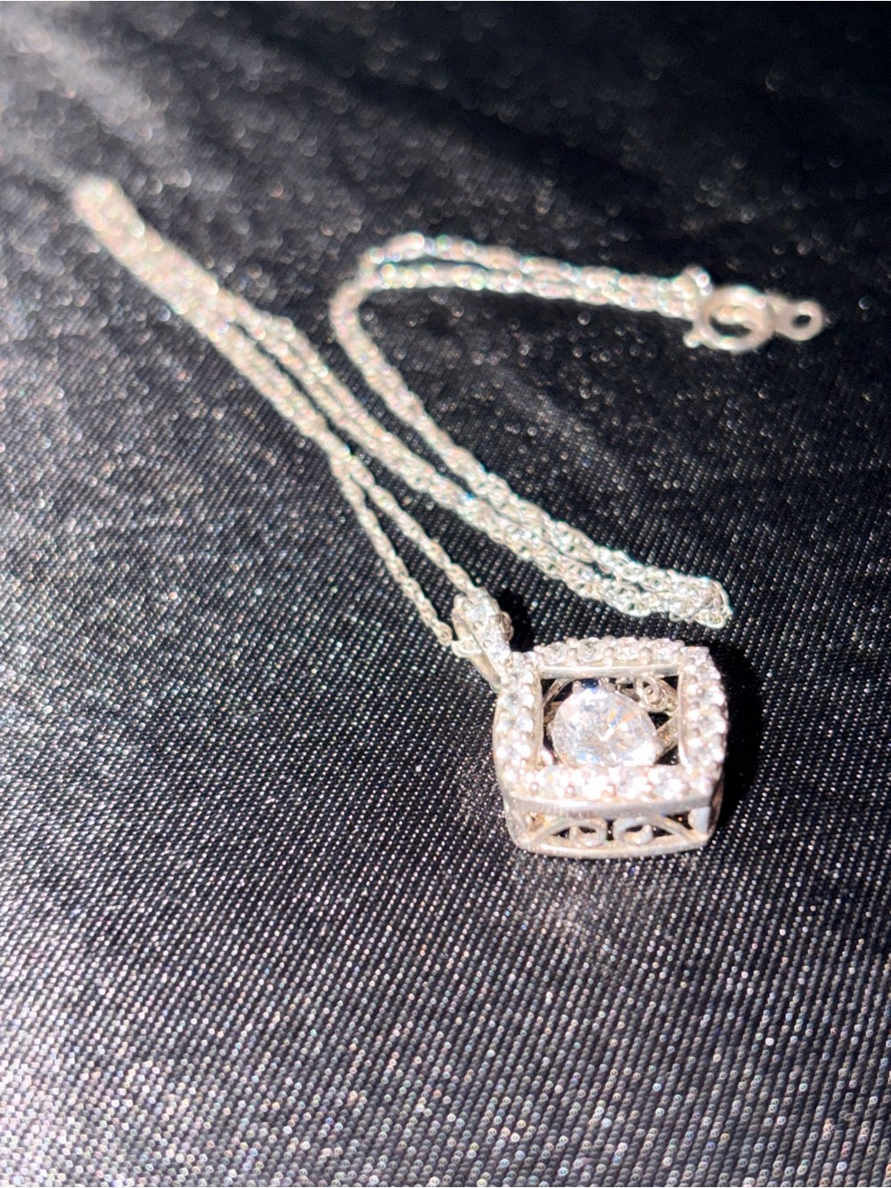 jcpenney Silver-Tone Cubic Zirconia Cage Pendant Necklace